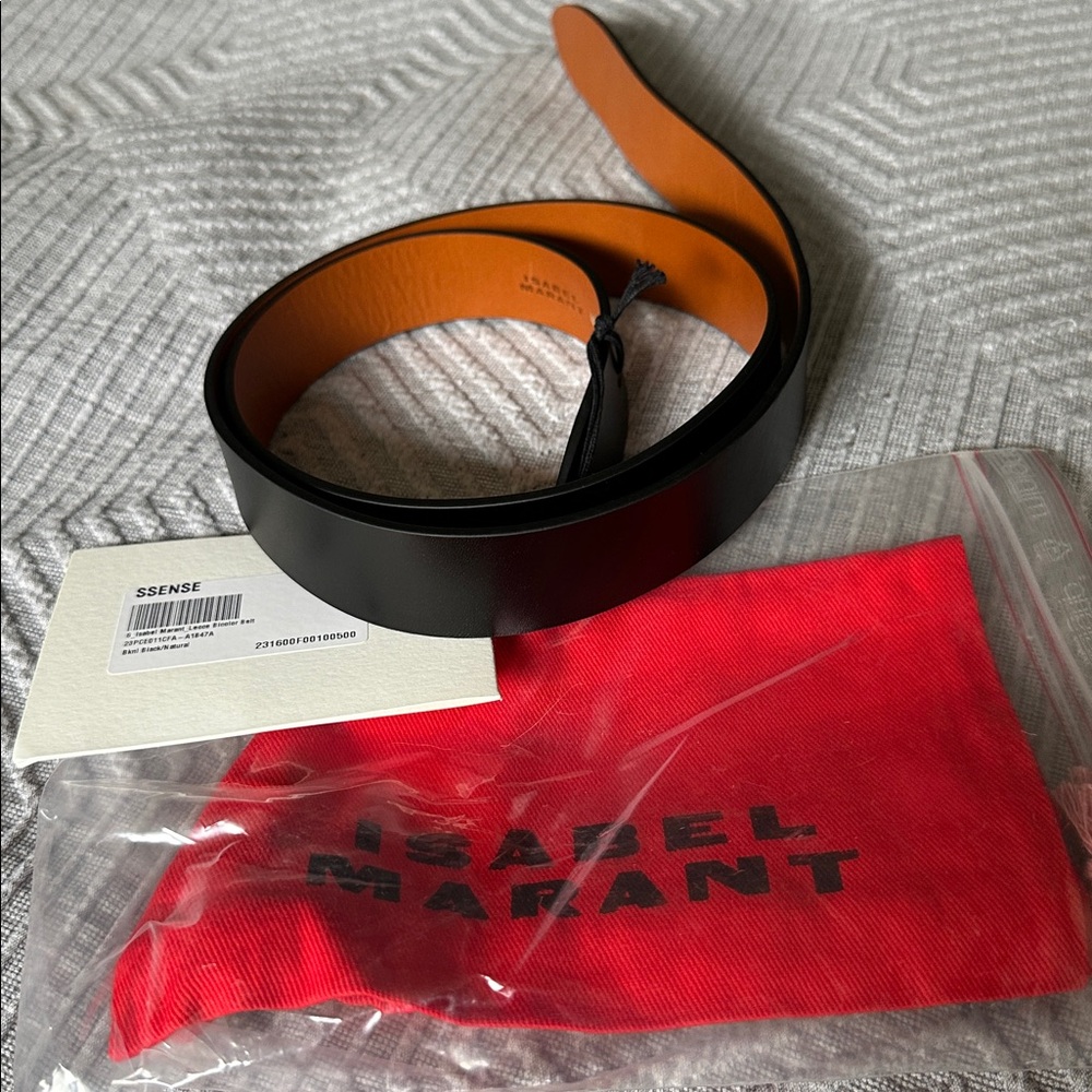 NWT - Isabel Marant Lecce Reversible Black & Natural Leather Belt Size Small - Picture 3 of 3